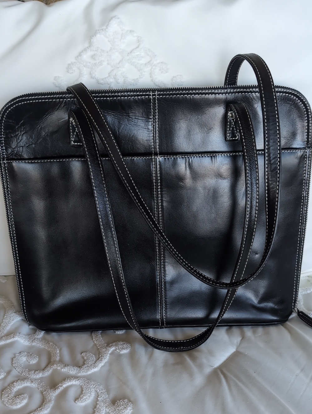 Latico UNISEX ♣️Black Leather Business Laptop Satchel Bag